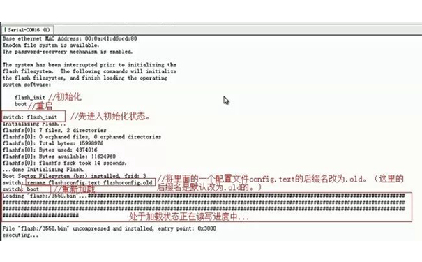 bsports交换机进行初始化操作